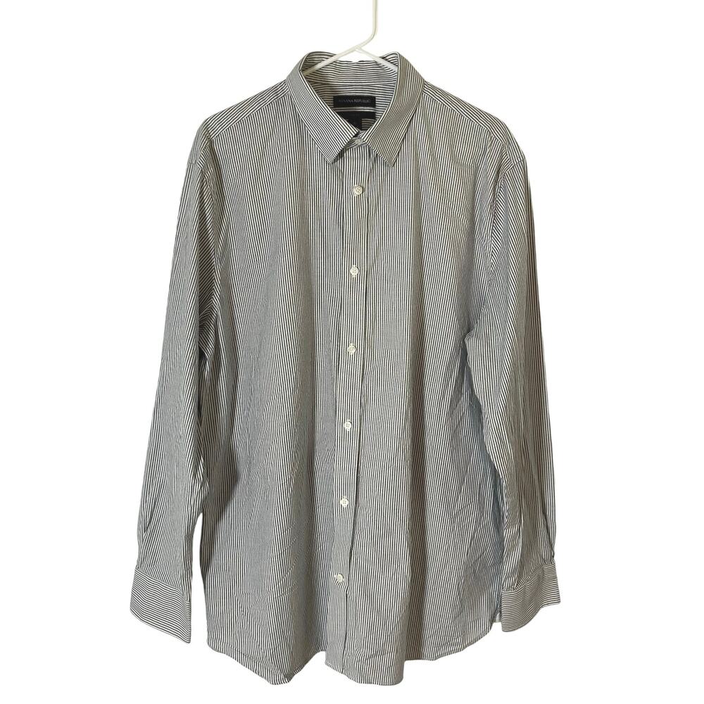 Banana Republic Men's Long Sleeve Slim Fit Striped Button Down Shirt XL